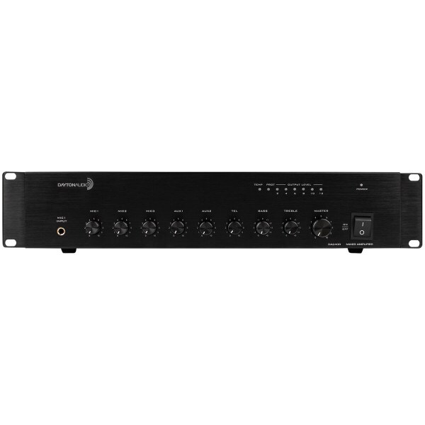 Main product image for Dayton Audio DA240R Commercial Audio Amplifier 240W 70V/ 100V/ 4 Ohm Mixer - 3 Mic 2 Aux 1 Telephone
